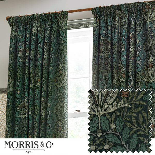 Acorn Multi 167x182 Pencil Pleat Curtains Thyme/forest