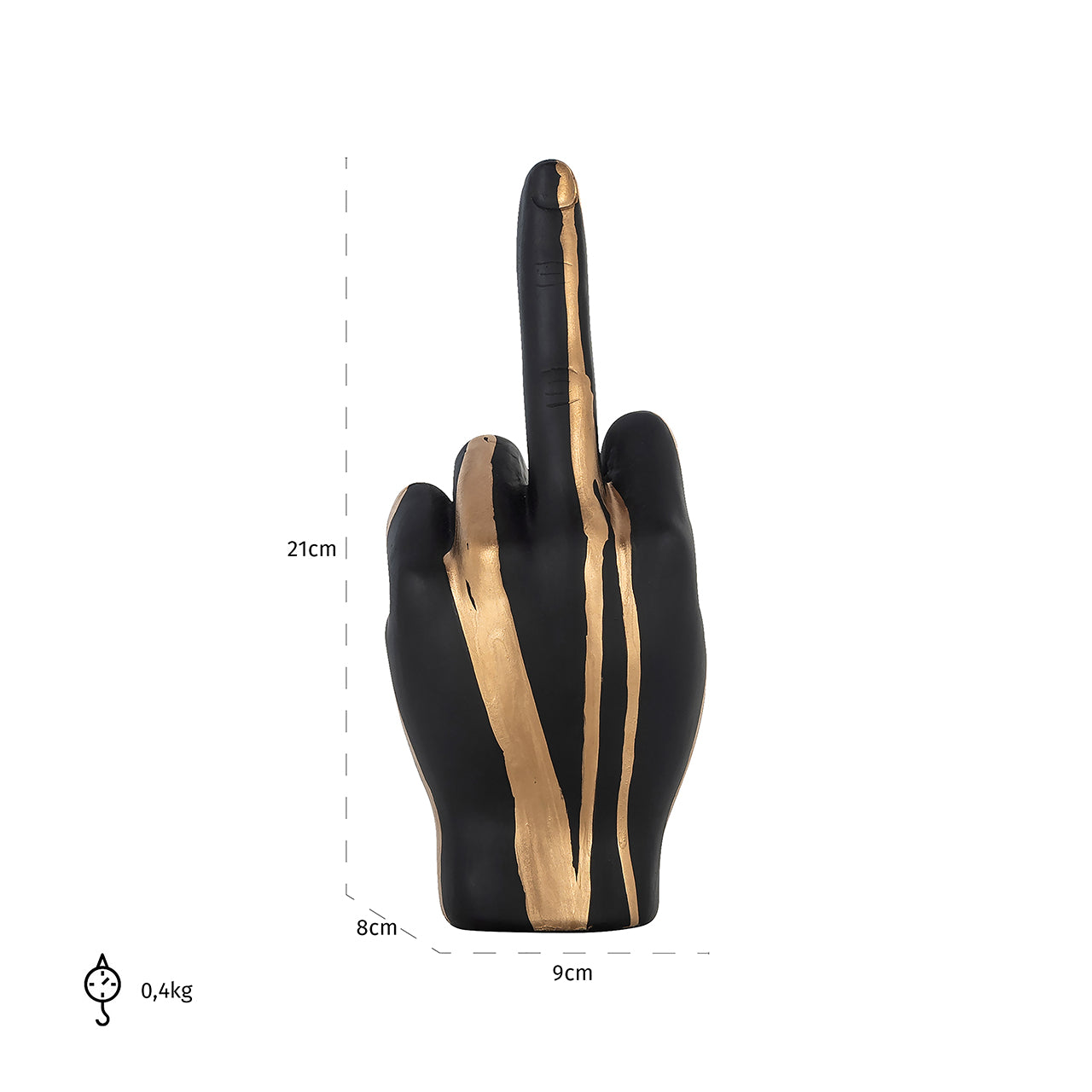 Decorative object hand digitus (Black/gold)- Richmond Interiors