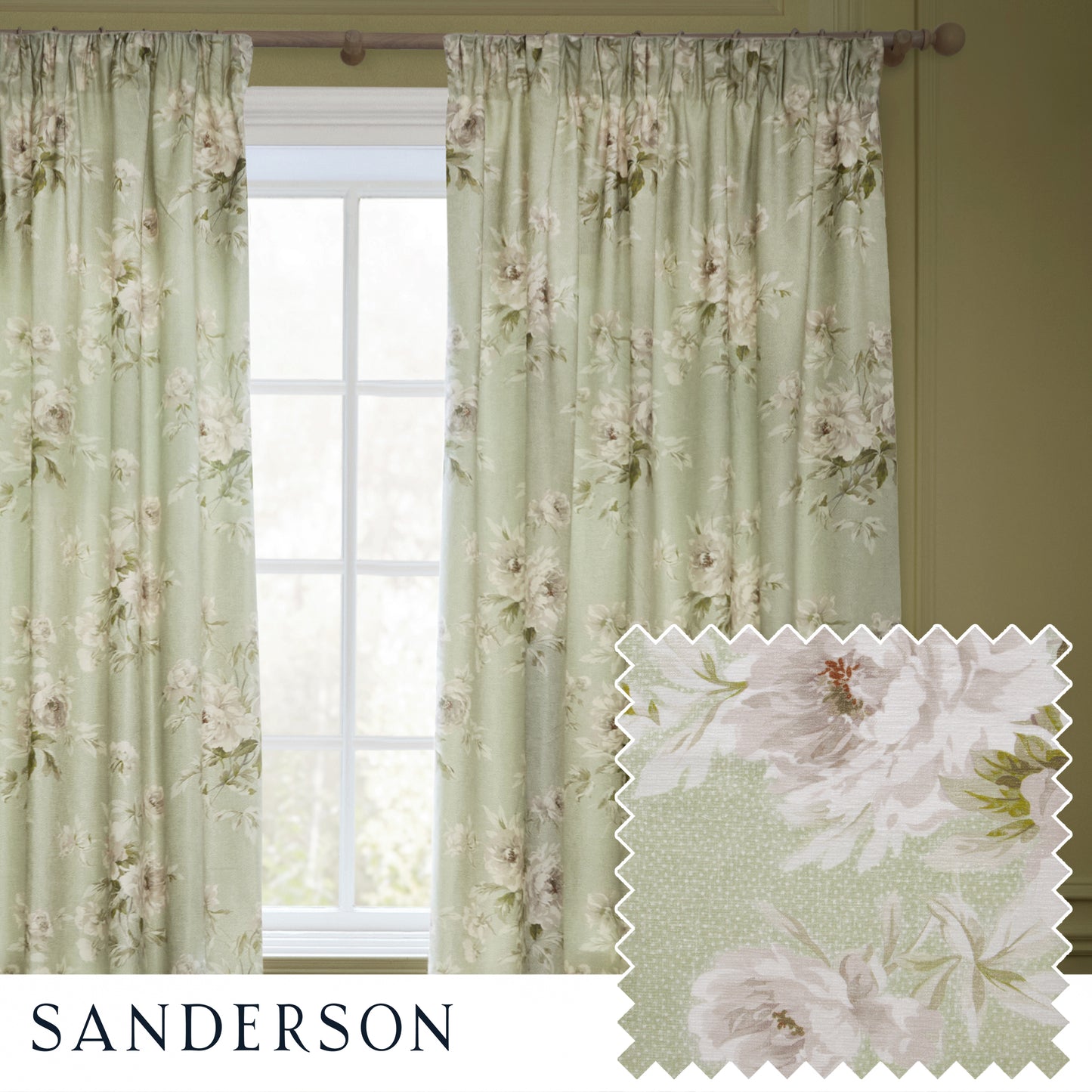 ADELE 117X182 EYELET CURTAINS SAGE