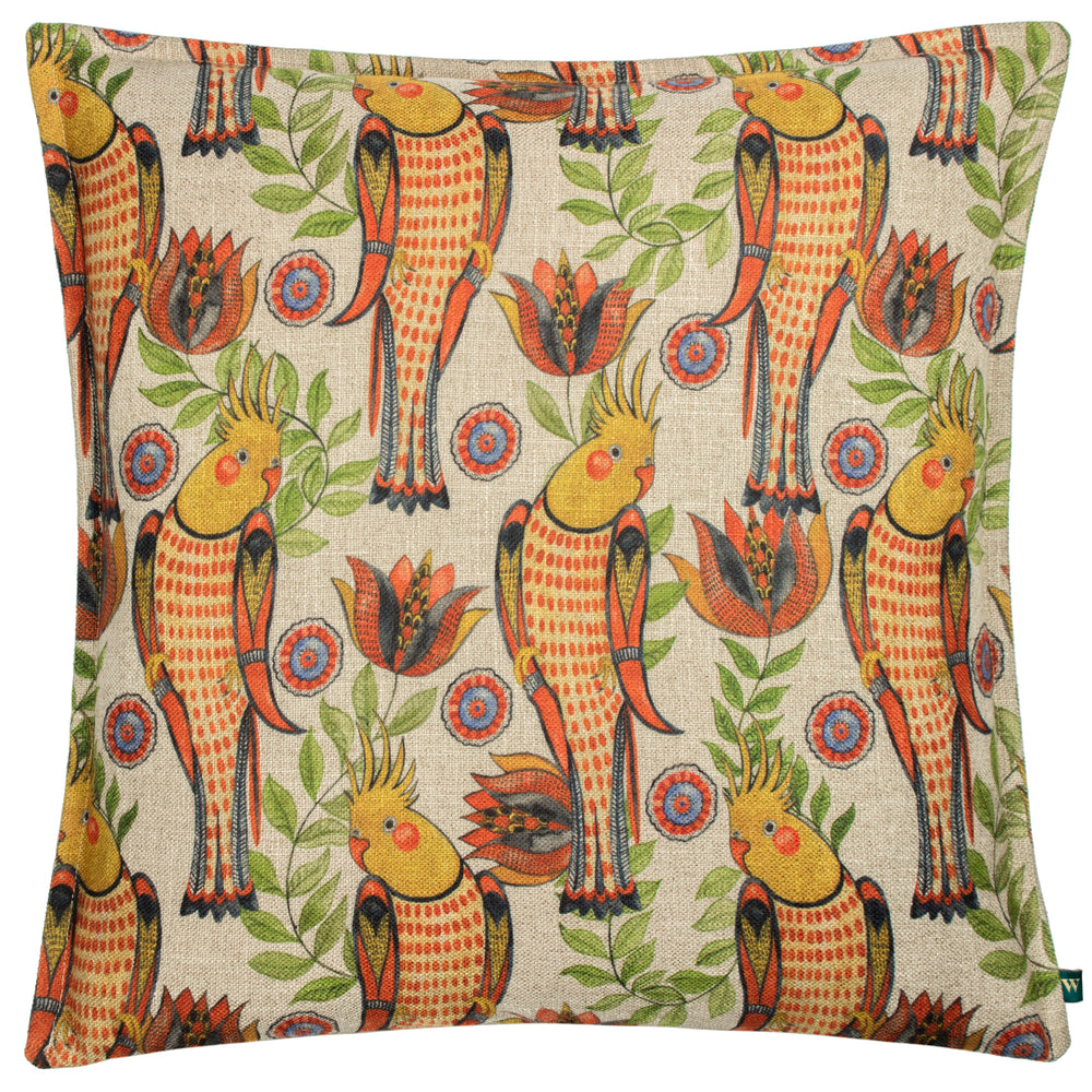 Akamba Cockatiels 50x50 Feather Filled Cushion Multi