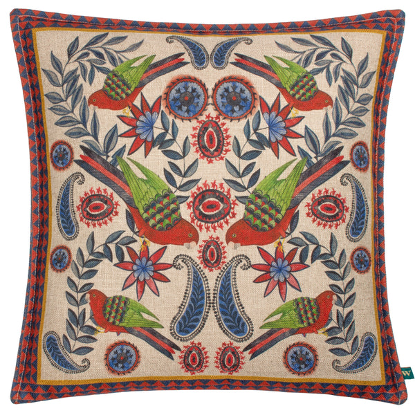 Akamba Mirrored Parrots 50x50 Feather Filled Cushion Multi