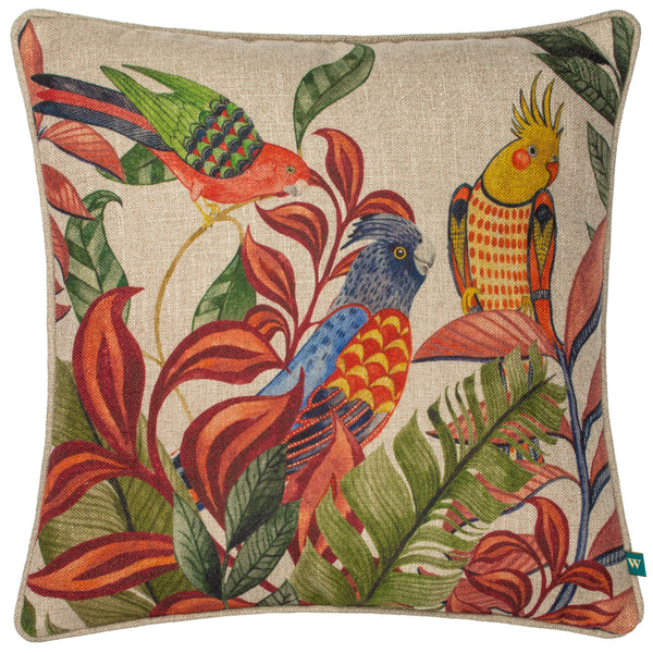 Akamba Parrot Scene 43x43 Feather Filled Cushion Multi
