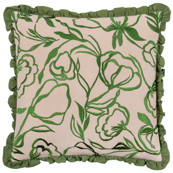 Albera 43x43 Feather Filled Cushion Linen/green