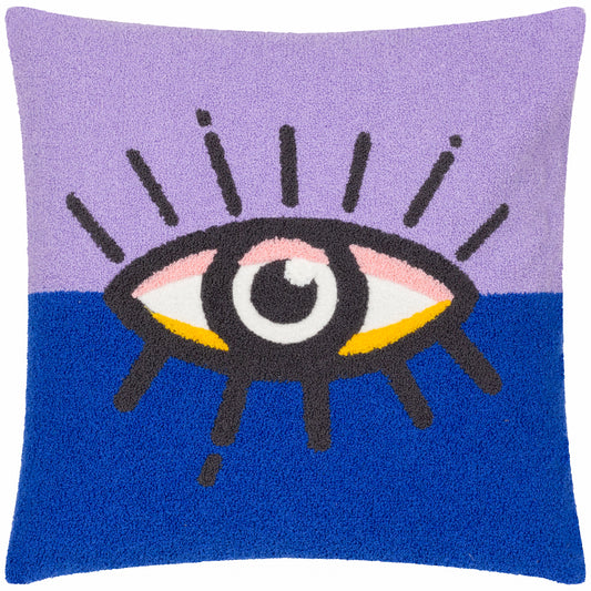 ALL EYES ON YOU 45X45 FEATHER FILLED CUSHION LILAC/BLUE