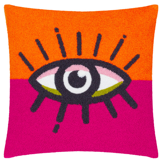 ALL EYES ON YOU 45X45 FEATHER FILLED CUSHION ORANGE/PINK