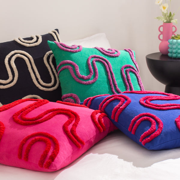 Archie 45x45 Feather Filled Cushion Cobalt & Pink - view 6
