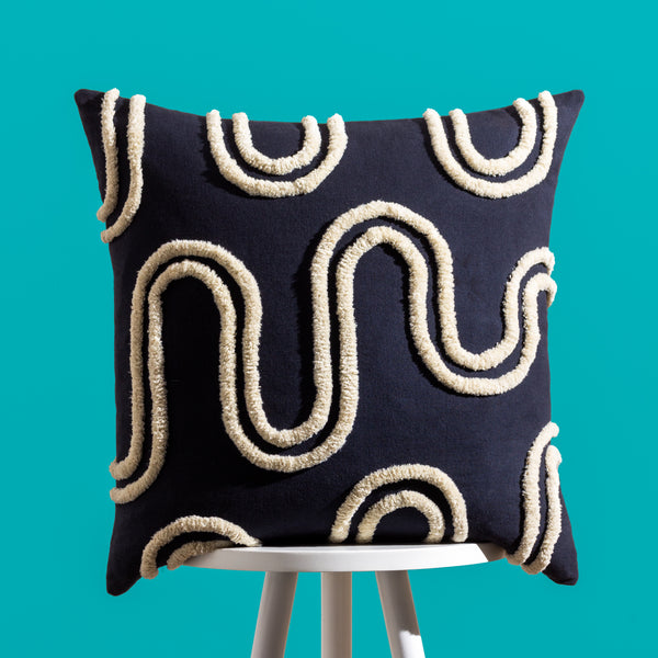 Archie 45x45 Feather Filled Cushion Mono - lifestyle