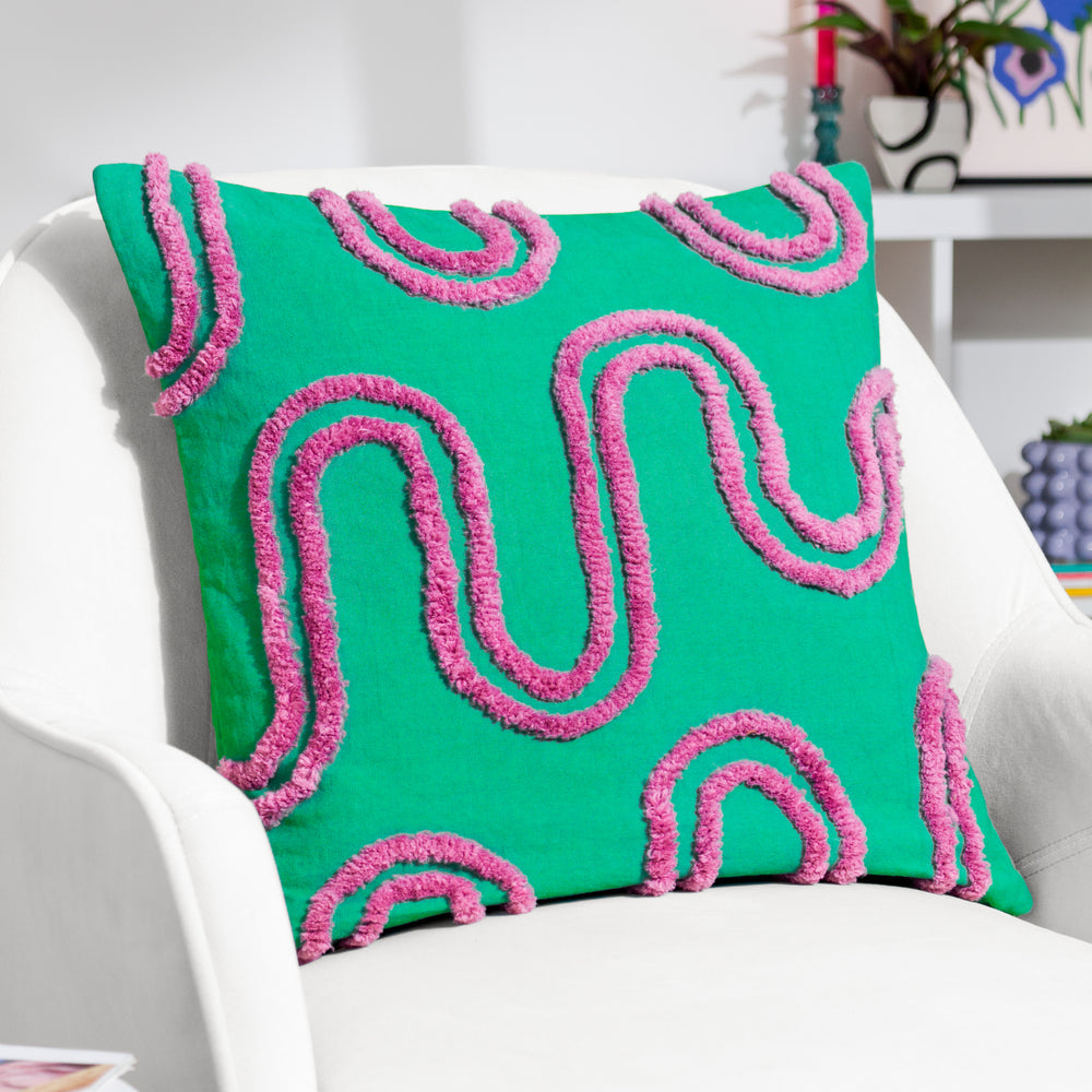 Archie 45x45 Feather Filled Cushion Turquoise/purple - Canwell Interiors Limited - Riva