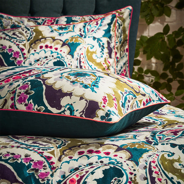 Aretha King Size Duvet Set Teal/Olive - Riva
