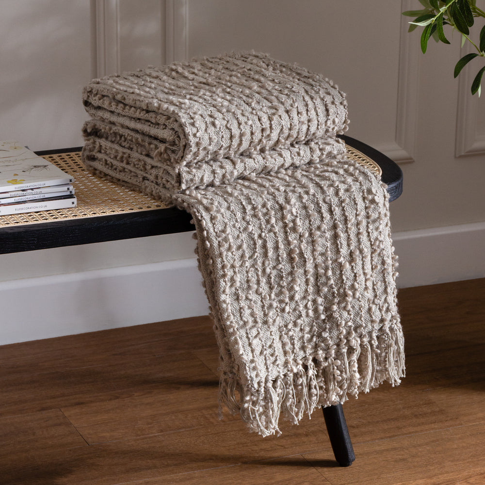 Arvo Boucle Yarn Throw 130x180 Feather - Canwell Interiors Limited - Riva