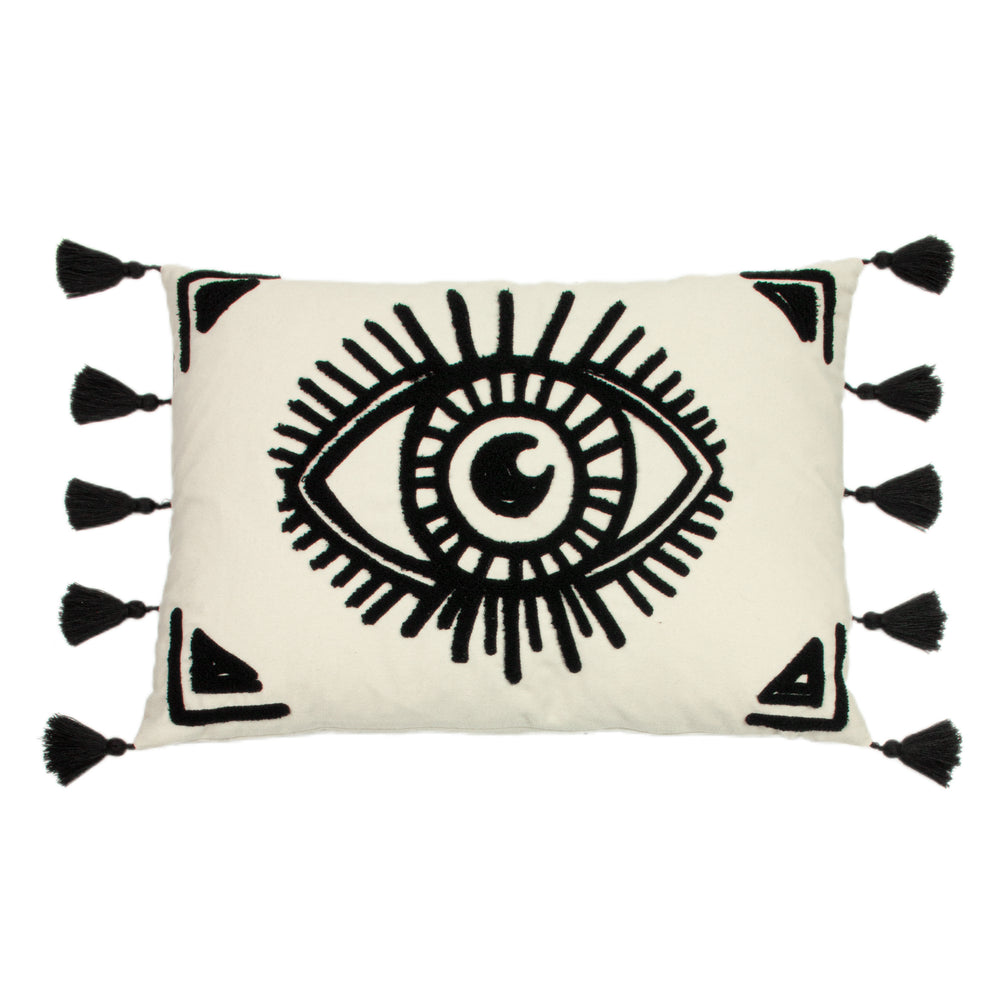 Ashram Eye 35x50 Feather Filled Cushion Mono - Canwell Interiors Limited - Riva