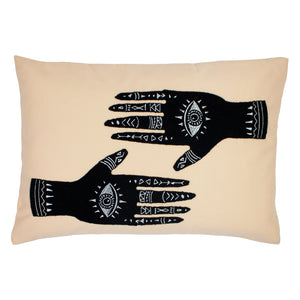 Ashram Hands 35x50 Feather Filled Cushion Blush
