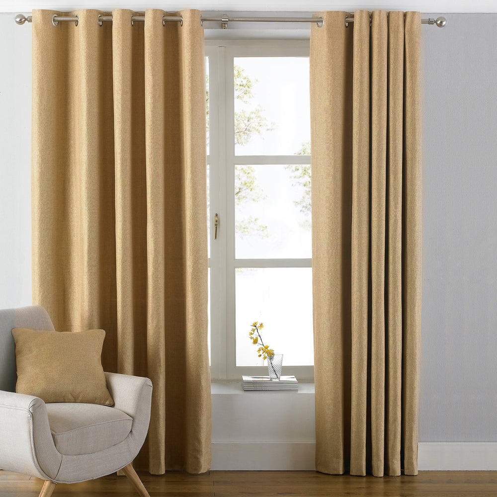 Atlantic 229x137 Ring Top Curtains Ochre - Canwell Interiors Limited - Riva