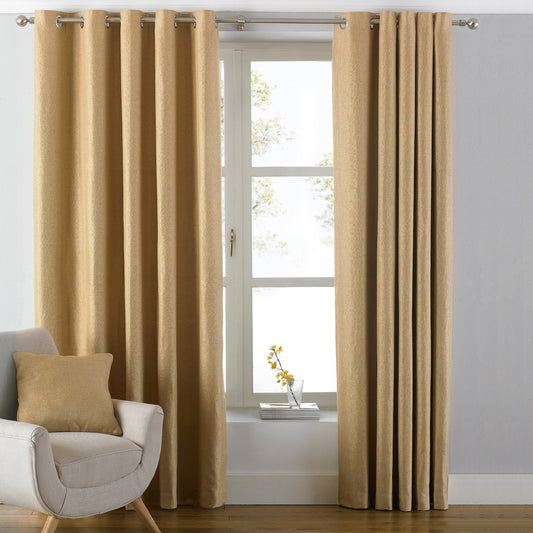 ATLANTIC 229X137 RING TOP CURTAINS OCHRE