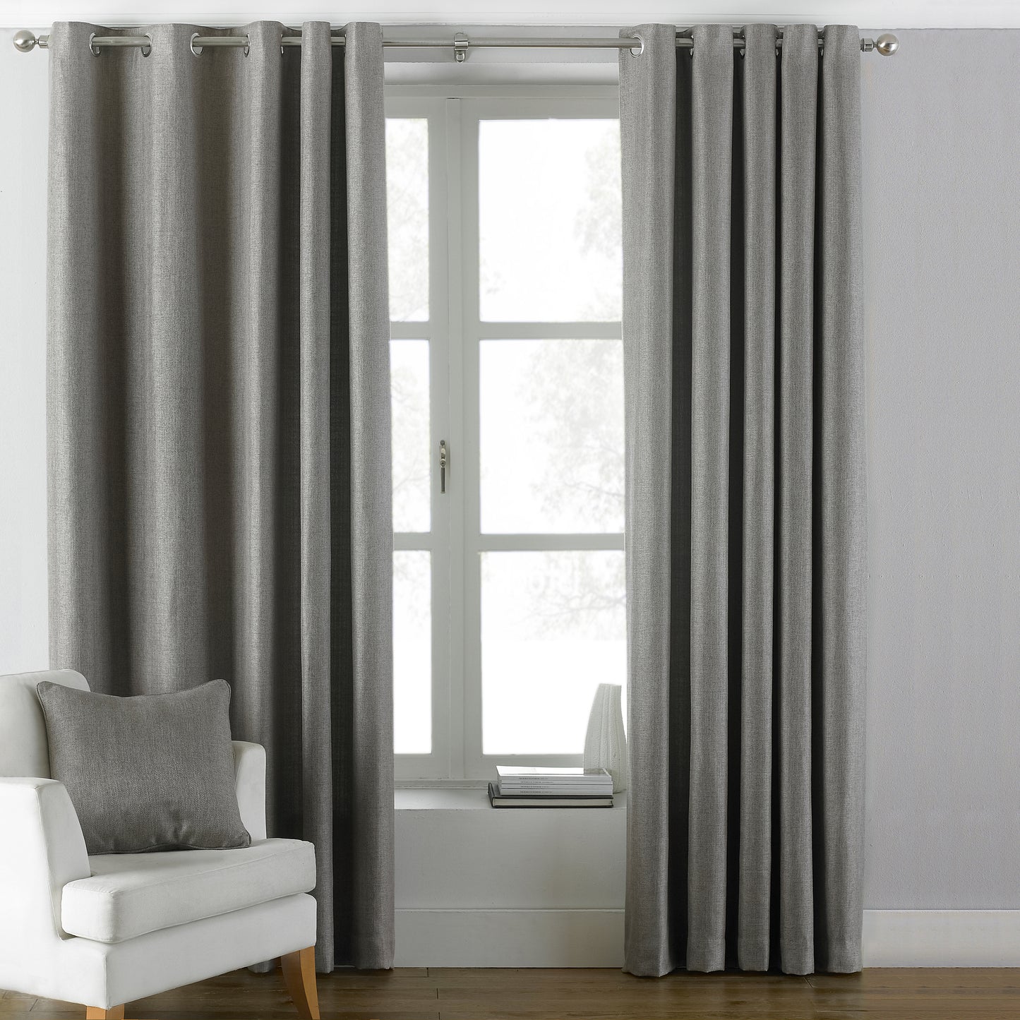 ATLANTIC 229X183 RING TOP CURTAINS GREY