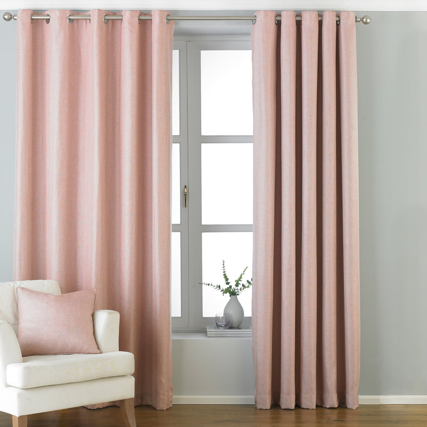 ATLANTIC 117X137 RING TOP CURTAINS BLUSH