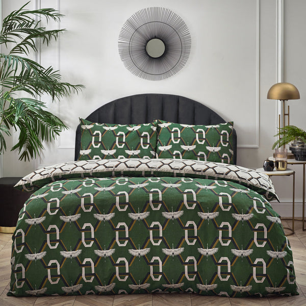 Avalon Double Duvet Set Green - Riva