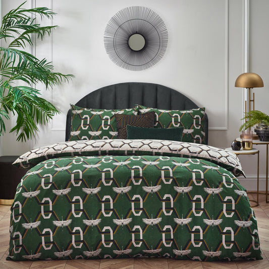 AVALON DOUBLE DUVET SET GREEN
