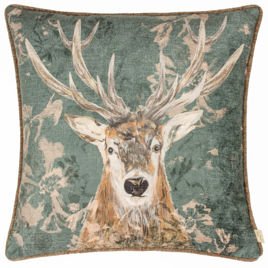 AVEBURY STAG 43X43 FEATHER FILLED CUSHION PETROL