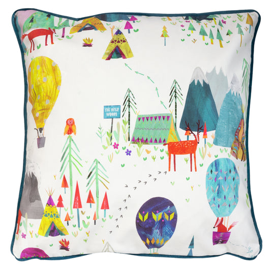 AWAY WE GO 55X55 FEATHER FILLED CUSHION  RAINBOW