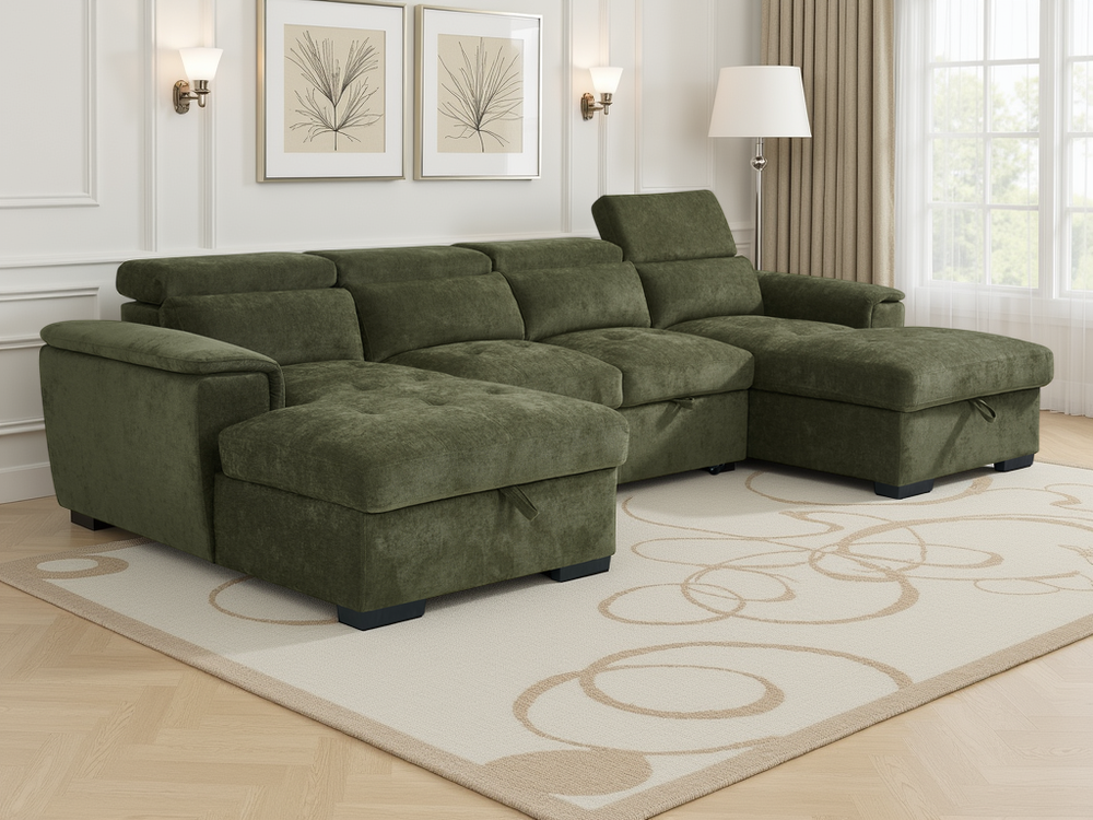 Alaya Sofabed Green U Shape Corner - Xshowhome