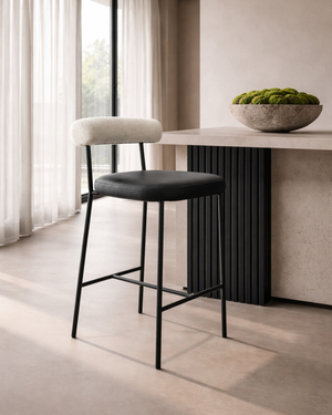 Alita Stool - Mustang Black & Chex Bouclé Polar - Tommy Franks