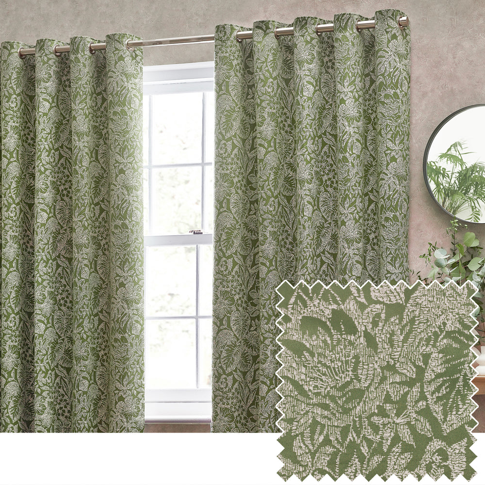 Bali 228x137 Eyelet Curtains Olive - lifestyle