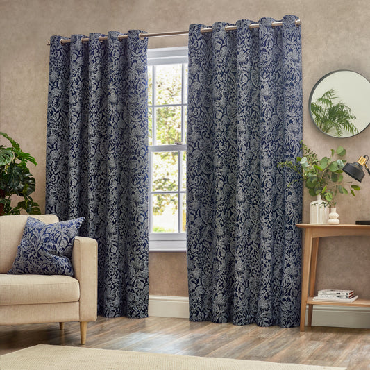 BALI 117X137 EYELET CURTAINS MIDNIGHT