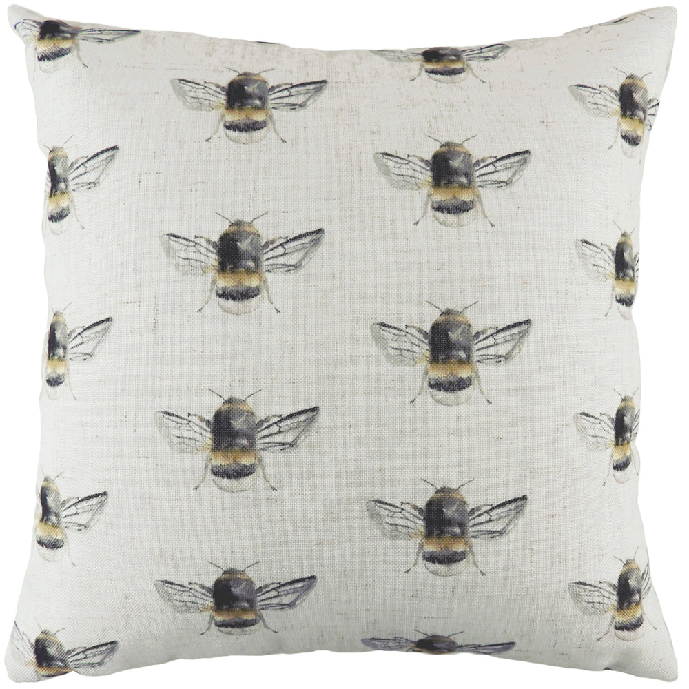 Bee Happy Repeat 43x43 Feather Filled Cushion White