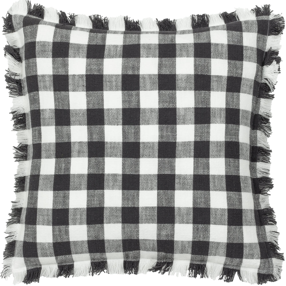 Barton Check 45x45 Feather Filled Cushion Black