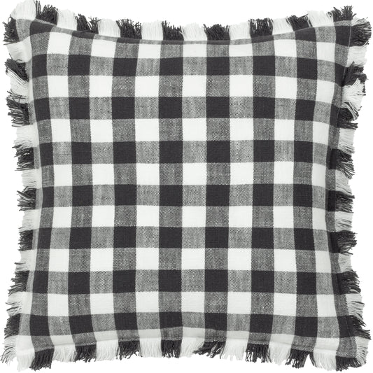 BARTON CHECK 45X45 FEATHER FILLED CUSHION BLACK