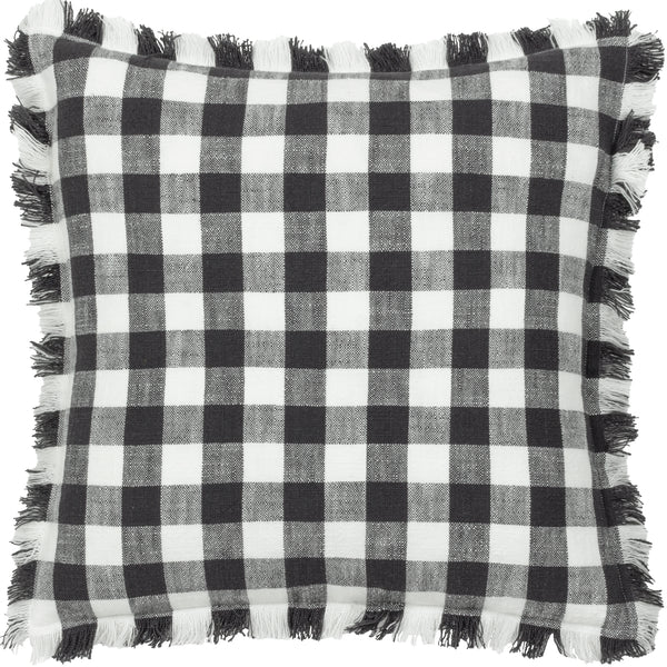Barton Check 45x45 Feather Filled Cushion Black - view 2