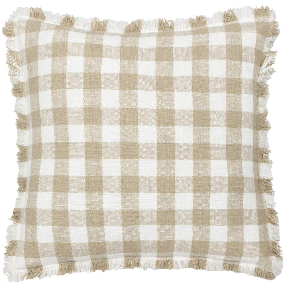 Barton Check 45x45 Feather Filled Cushion Natural
