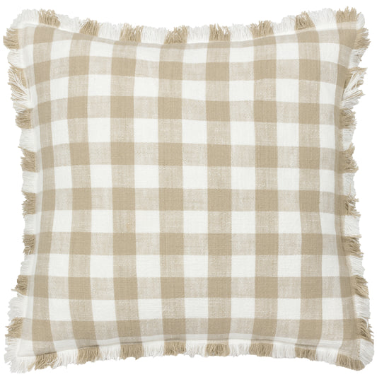 BARTON CHECK 45X45 FEATHER FILLED CUSHION NATURAL