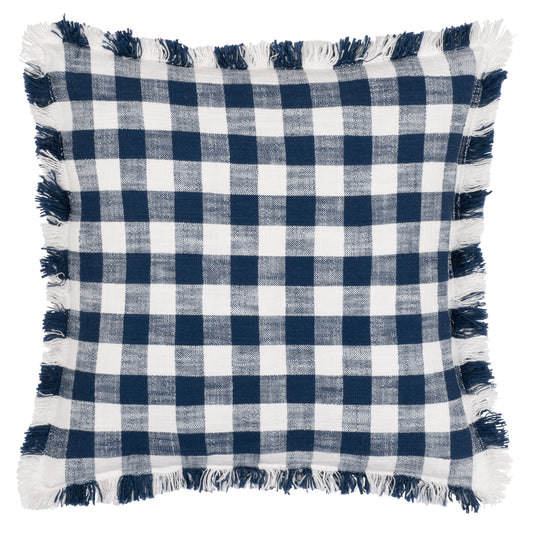 BARTON CHECK 45X45 FEATHER FILLED CUSHION NAVY