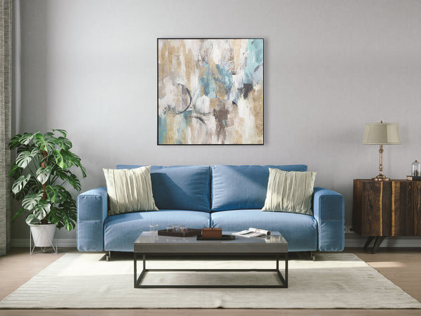 Oil on Canvas 01 Framed Abstract Print 100 x 100cm - Berkeley Designs