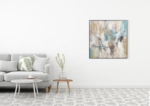 Oil on Canvas 01 Framed Abstract Print 100 x 100cm - Berkeley Designs