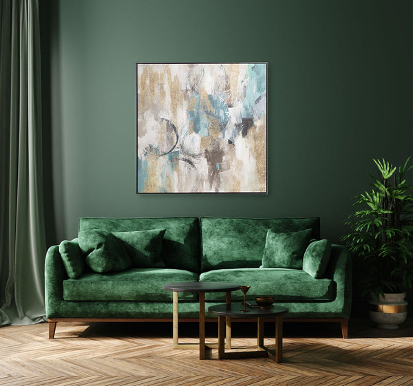 Oil on Canvas 01 Framed Abstract Print 100 x 100cm - Berkeley Designs