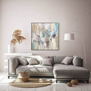 Oil on Canvas 01 Framed Abstract Print 100 x 100cm - Berkeley Designs