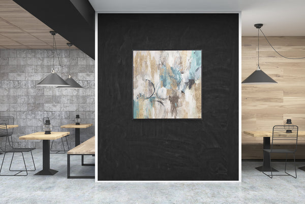 Oil on Canvas 01 Framed Abstract Print 100 x 100cm - Berkeley Designs