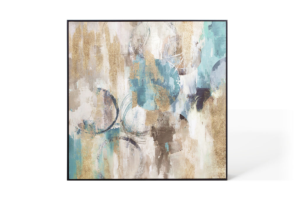 Oil on Canvas 01 Framed Abstract Print 100 x 100cm - Berkeley Designs