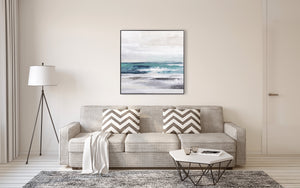 Oil on Canvas 02 Framed Abstract Print 100 x 100cm - Berkeley Designs