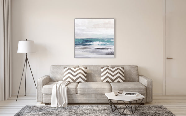 Oil on Canvas 02 Framed Abstract Print 100 x 100cm - Berkeley Designs