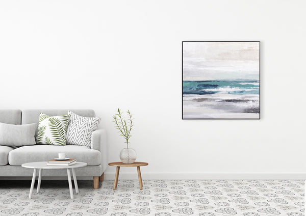 Oil on Canvas 02 Framed Abstract Print 100 x 100cm - Berkeley Designs