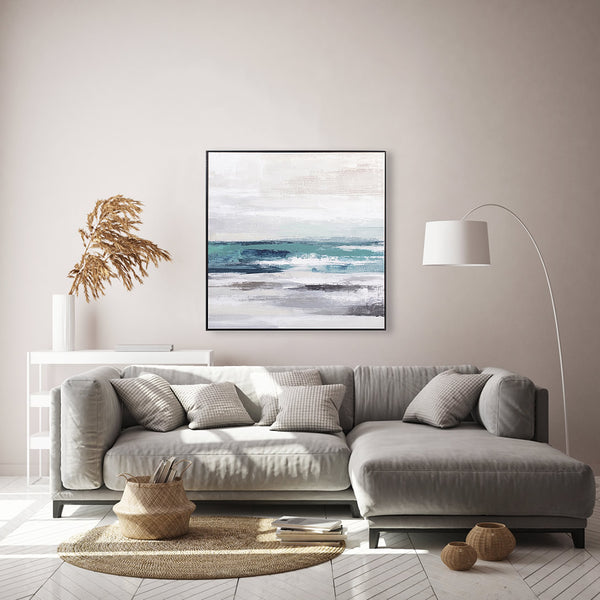 Oil on Canvas 02 Framed Abstract Print 100 x 100cm - Berkeley Designs
