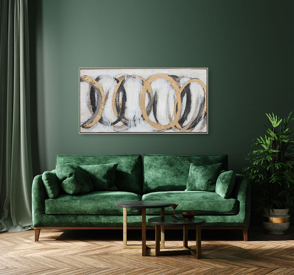 Oil on Canvas 18 Framed Abstract Painting 60 x 120cm - Berkeley Designs