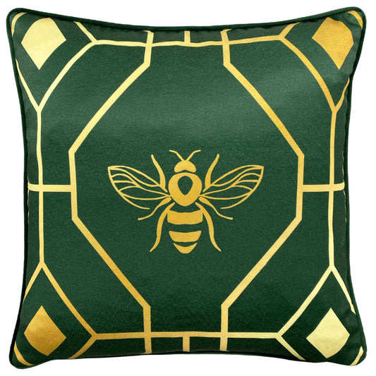 BEE DECO 43X43 FEATHER FILLED CUSHION EMERALD
