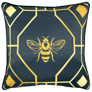 Bee Deco 43x43 Feather Filled Cushion Navy