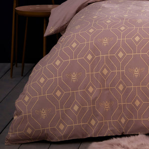 Bee Deco King Size Duvet Set Blush - Riva