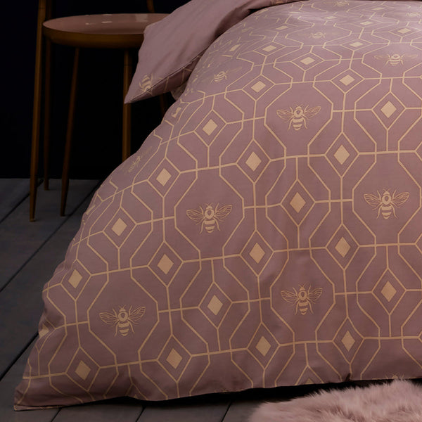 Bee Deco King Size Duvet Set Blush - Riva